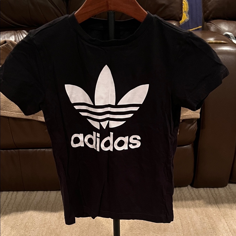 Adidas Tee in Black with White Trefoil